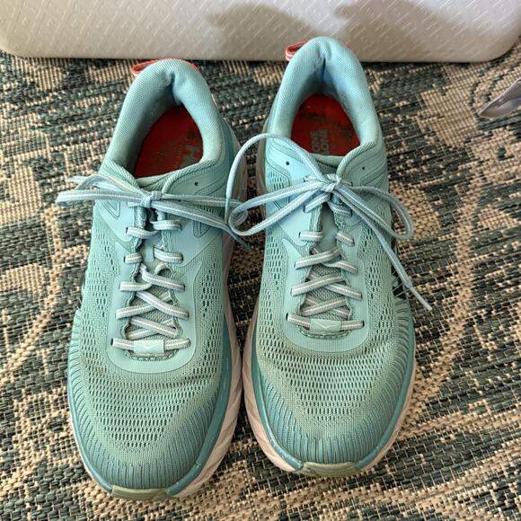 Hoka One One Bondi 7 Shoes Womens Size 10.5 Blue Mesh Athletic Running Cushion - Picture 2 of 10